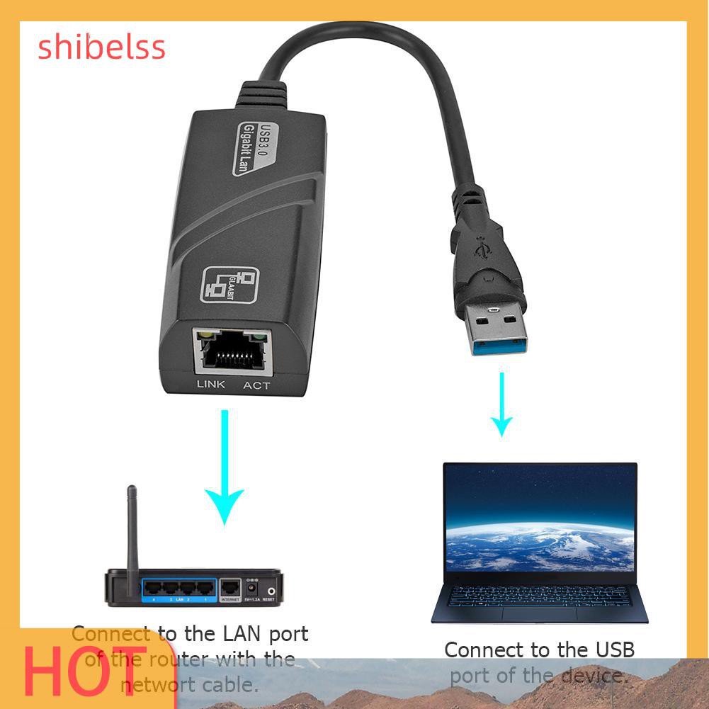 Shibelss Mini USB 3.0 Gigabit Ethernet Adapter USB to RJ45 Lan Network Card for PC