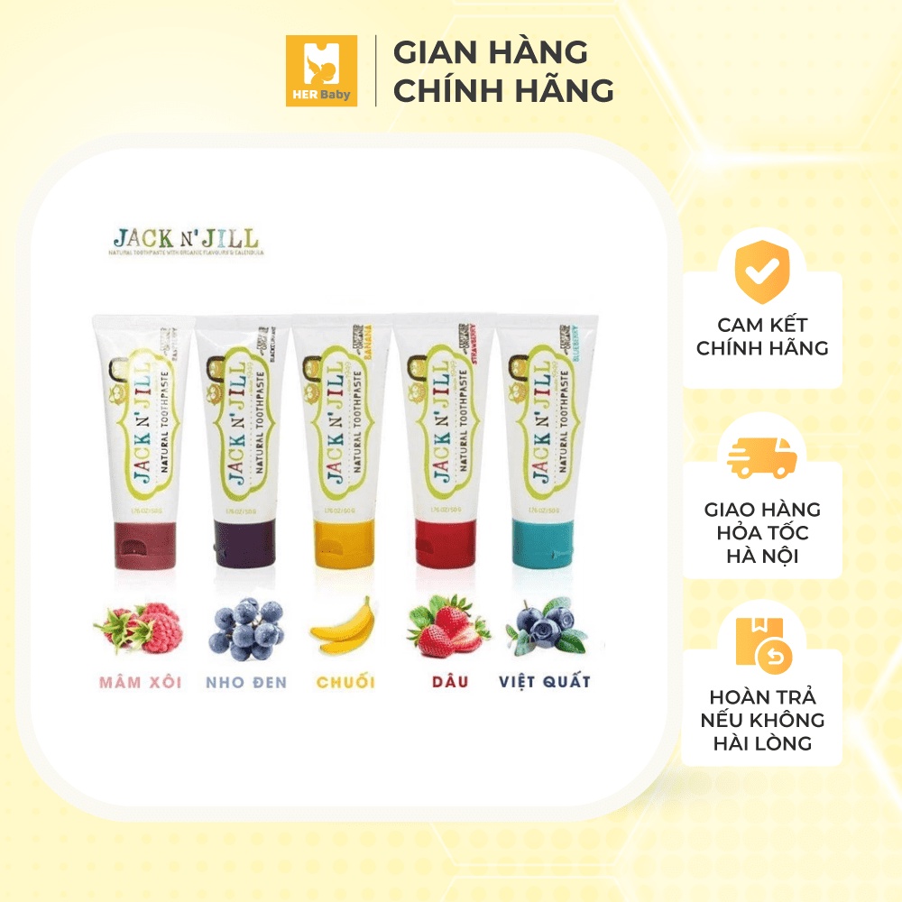 Kem đánh răng hữu cơ Jack N' Jill Organic đủ các loại hương vị trái cây - Herbaby