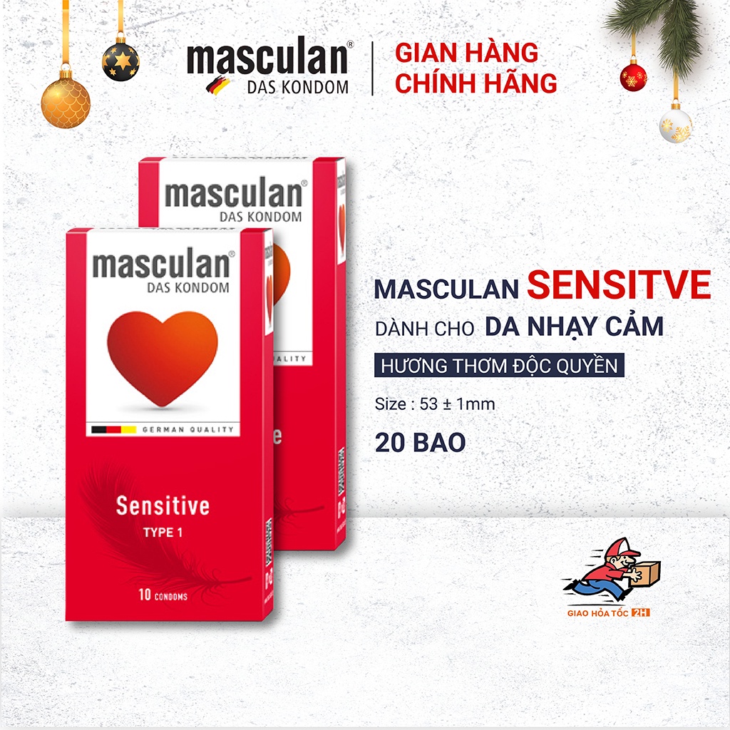 Combo 2 Hộp Bao Cao Su Masculan Sensitive - Mỏng Trơn Mịn Màng Cho Da Nhạy Cảm