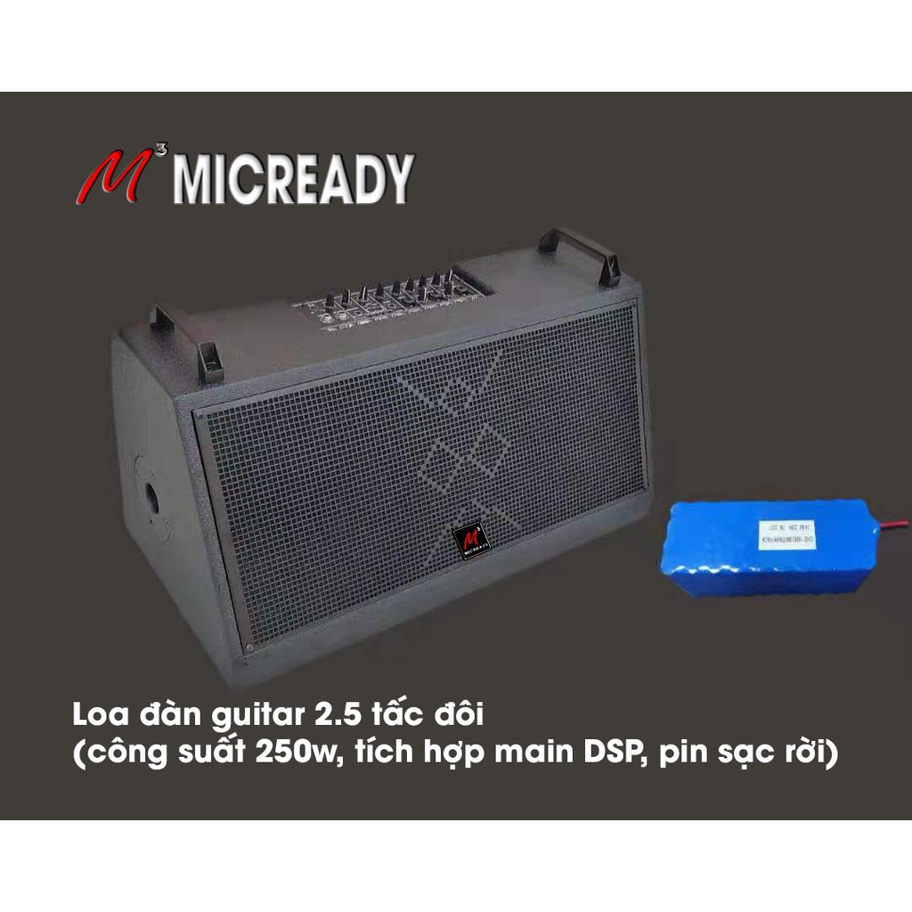 Loa đàn guitar di động chuyên nghiệp vừa karaoke vừa nhạc cụ MICREADY 250W, Pin sạc cao cấp(nhuan sinh audio)