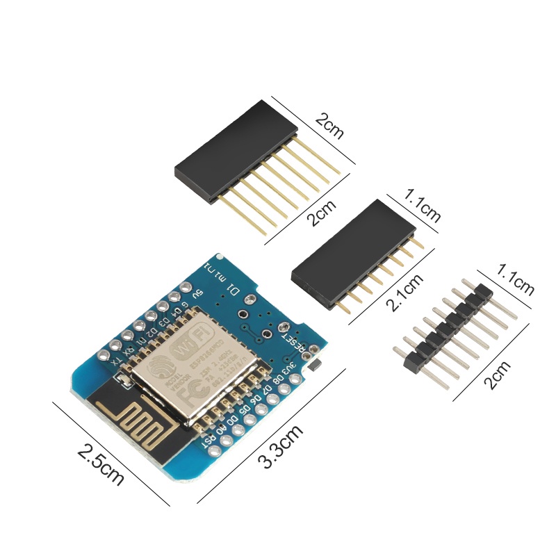 Mạch Thu Phát WiFi ESP8266 Wemos D1 mini (NodeMCU Mini D1) - có kèm bộ Jump cắm