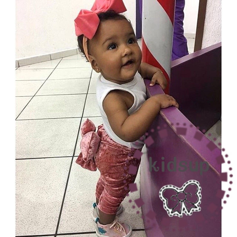 ✸ღ✸New Fashion Toddler Kids Baby Girls Bowknot Bottoms Pleuche Pants Leggings Clothes