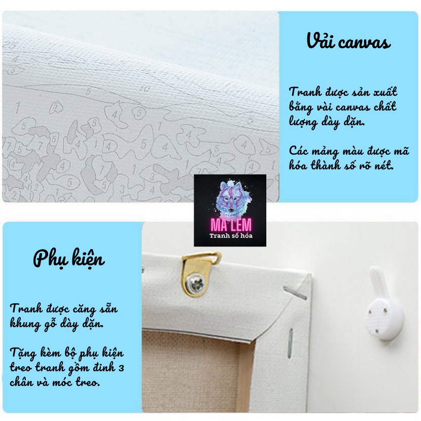 [HÀNG CÓ SẴN] Tranh tô màu theo số Ma Lem (căng khung 40X50cm)/ Tranh tô màu số hóa Ma Lem (40X50cm) | BigBuy360 - bigbuy360.vn