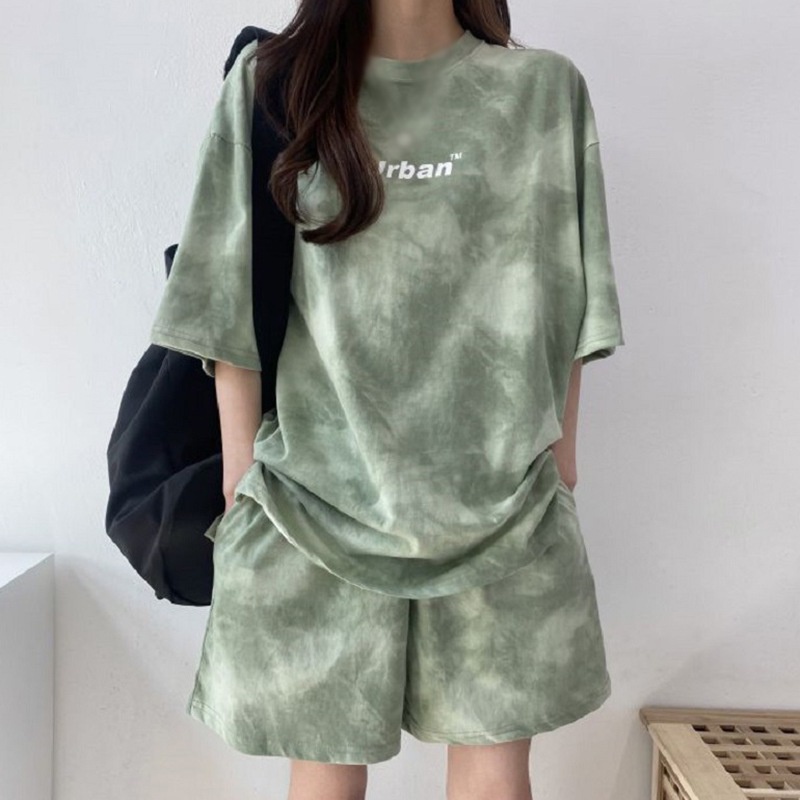 Set áo thun tay ngắn và quần ngắn ống rộng phong cách Hàn Quốc thời trang cá tính cho nữ