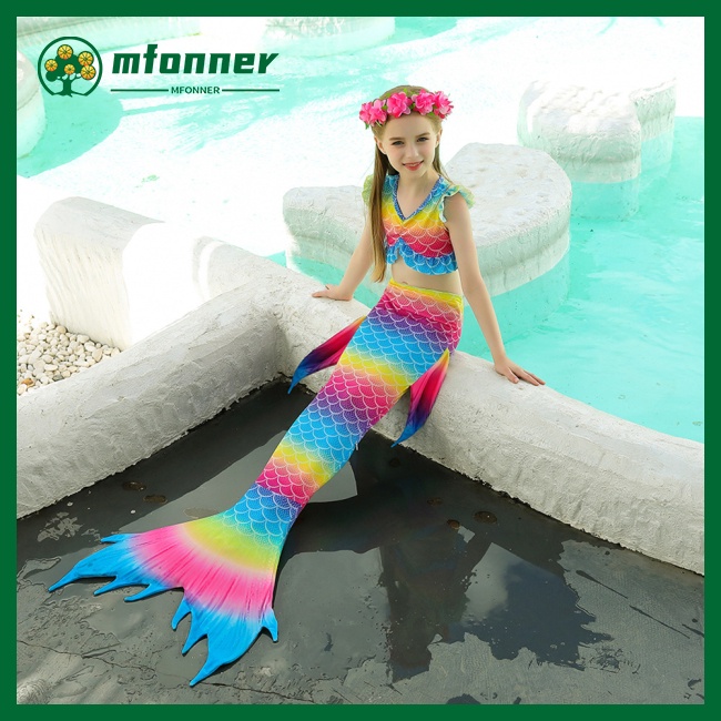 Set 3 Món Đồ Bơi Đuôi Cá Nhiều Màu Sắc Cho Bé Gái