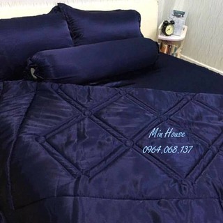 Chăn Ga Gối Nệm Phi Lụa _ Xanh Đen