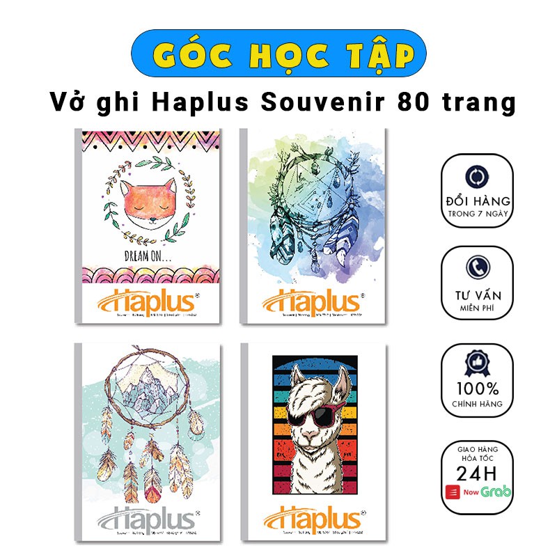 Vở kẻ ngang 80 trang Haplus Souvenir phù hợp cho học sinh văn phòng (Giao màu ngẫu nhiên) - Góc Học Tập