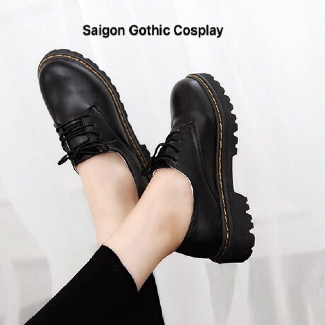 Giày boot da cổ thấp oxford cosplay | BigBuy360 - bigbuy360.vn