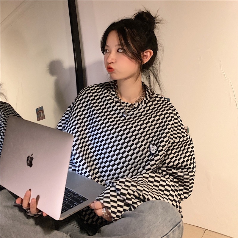 Xiaozhainv Áo Sweater Tay Dài Dáng Rộng Kẻ Sọc Kiểu Vintage Thời Trang Hàn Quốc Dành Cho Nữ | BigBuy360 - bigbuy360.vn