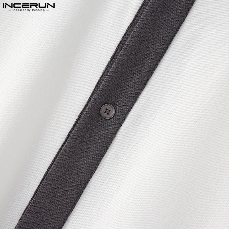 Áo sơ mi nam INCERUN tay ngắn dáng rộng cài khuy thời trang