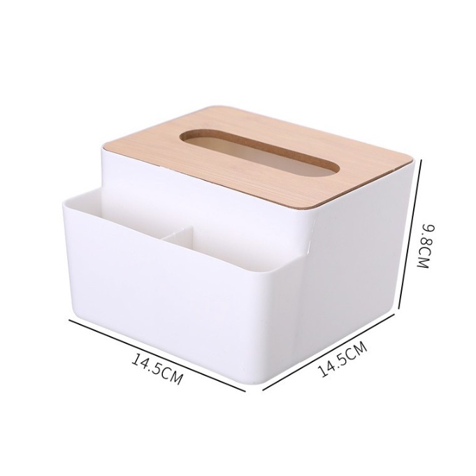 Hộp Đựng Giấy Ăn Vuông 2 Ngăn Nắp Gỗ Cao Cấp Decor Bàn Đựng Đồ Đa Năng