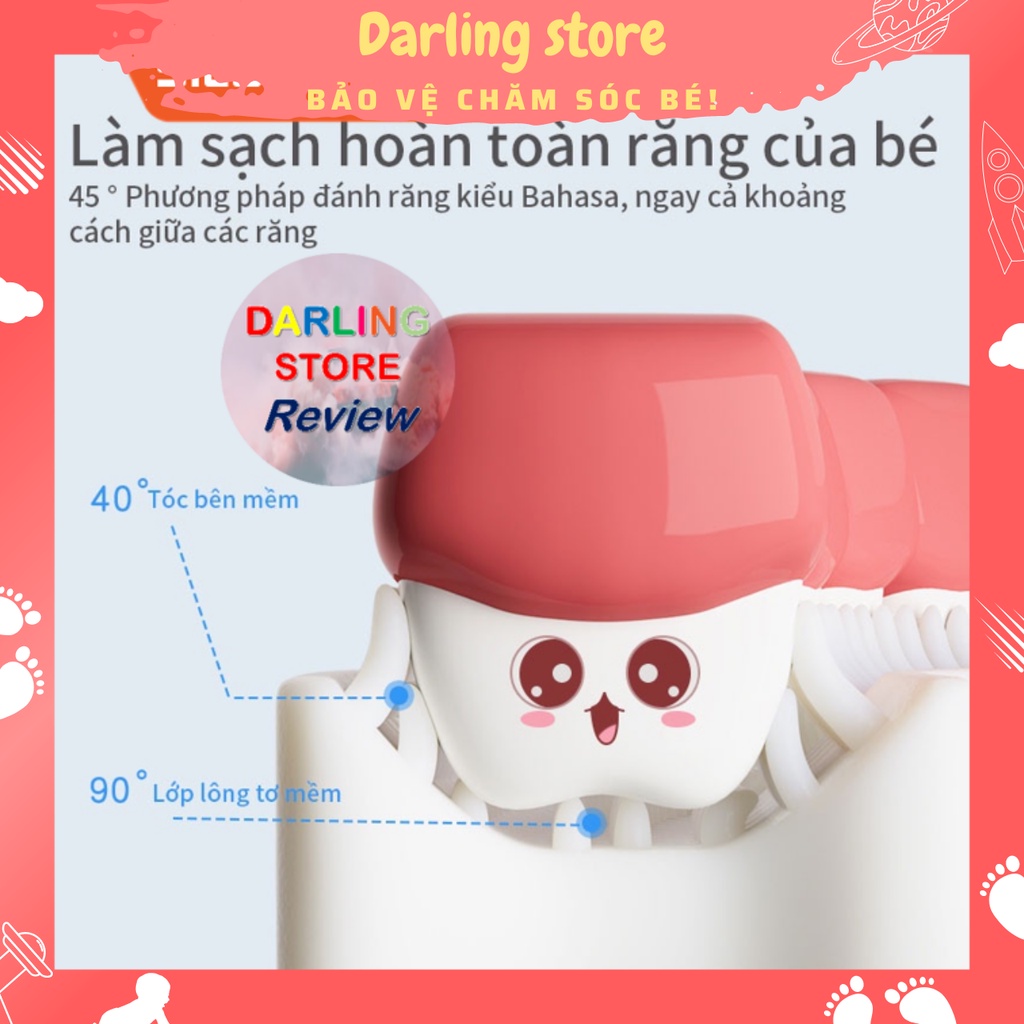 Combo Bàn Chải và Kem Đánh Răng cho bé từ 2 đến 12 tuổi, bàn chải đánh răng hình chữ U Darling Store