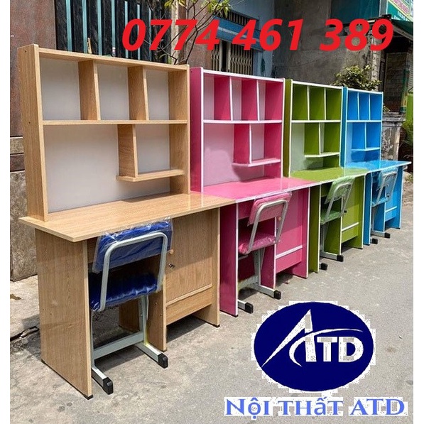 BÀN HỌC SINH GỖ ÉP CÓ GIÁ SÁCH CHO BÉ CẤP 1 CẤP 2 3 NGANG 80cm 1m 1m2 GIAO NHANH
