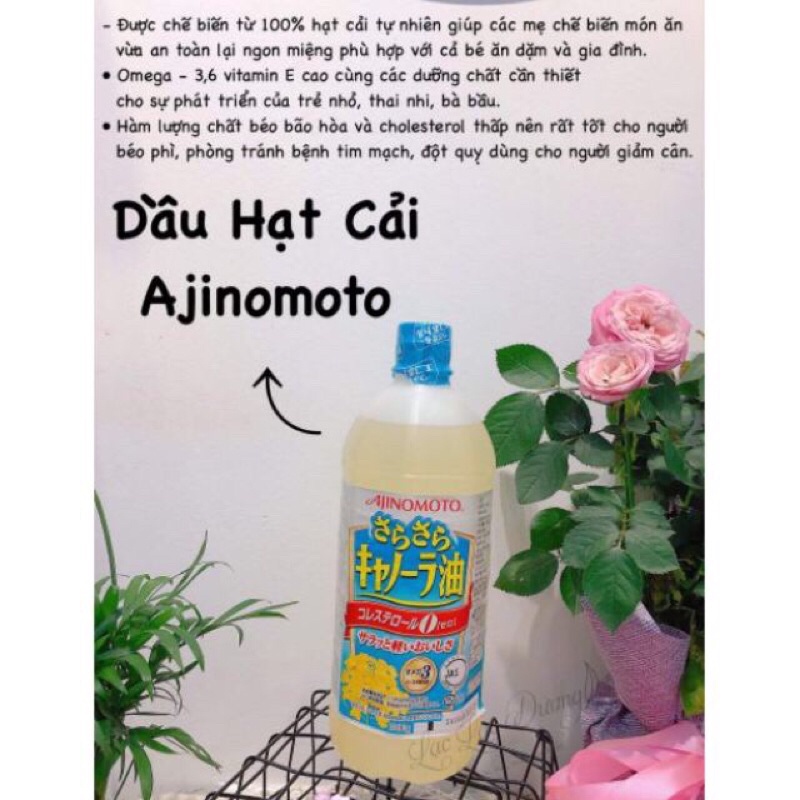 Dầu ăn hoa cải Ajinomoto Nhật Bản 1L cho bé ăn dặm (Date T11.24)
