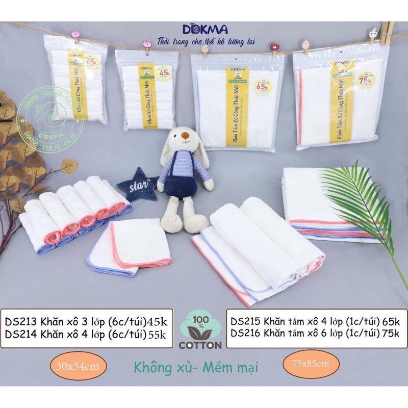 Khăn sữa, khăn tắm xô Dokma công thức mới