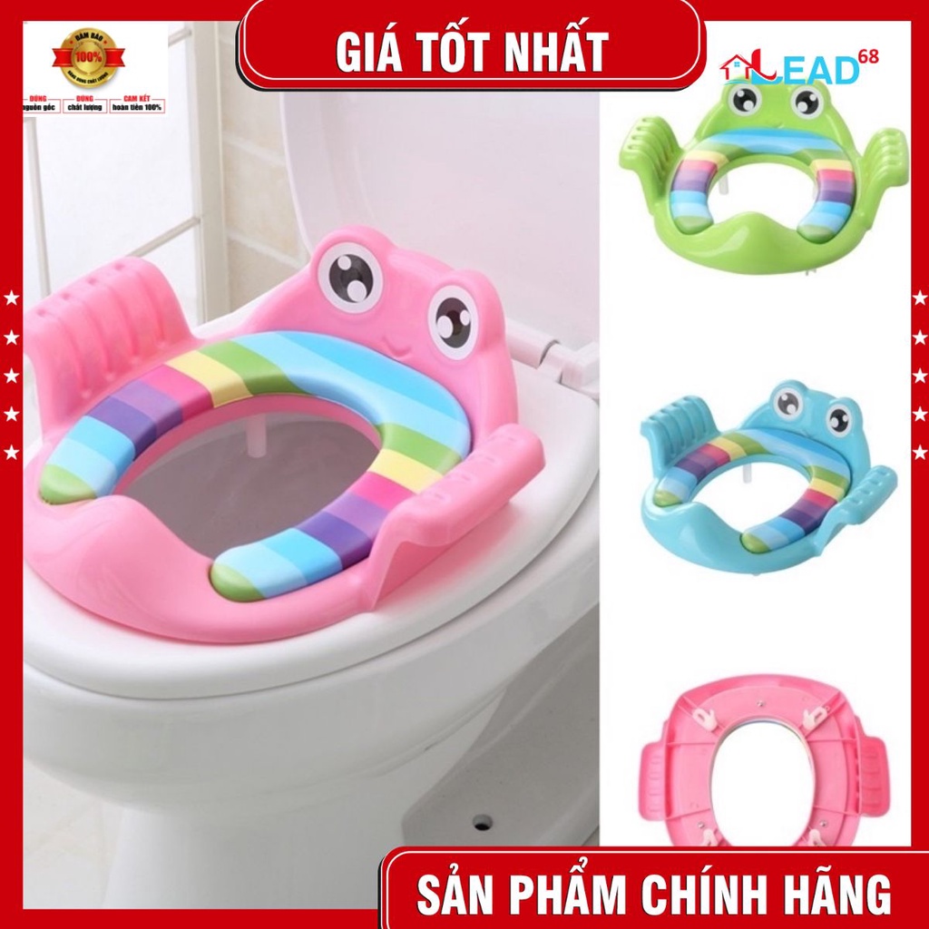 Bệ thu nhỏ bồn cầu cho bé hình ếch có tay vịn, chắc chắn,không gây trơn trượt