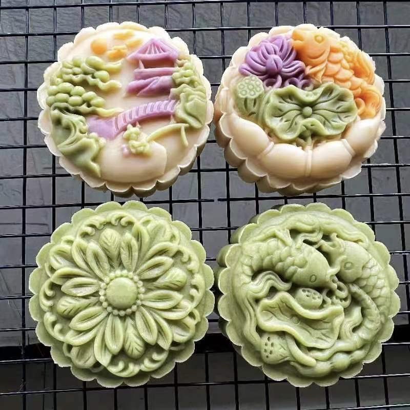 Khuôn trung thu lò xo 4 mặt hoa sen và cá 2022