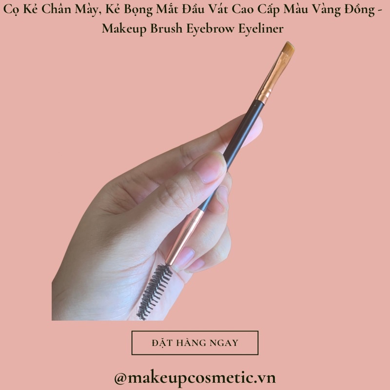 Cọ Kẻ Chân Mày, Kẻ Bọng Mắt Đầu Vát Cao Cấp Màu Vàng Đồng - Makeup Brush Eyebrow Eyeliner