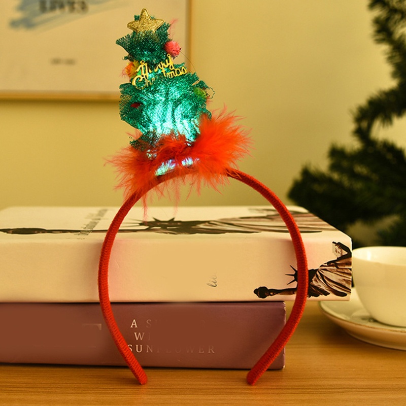 Băng Đô Cài Tóc Hình Cây Thông Giáng Sinh Phát Sáng Ngọt Ngào Cho Học Sinh