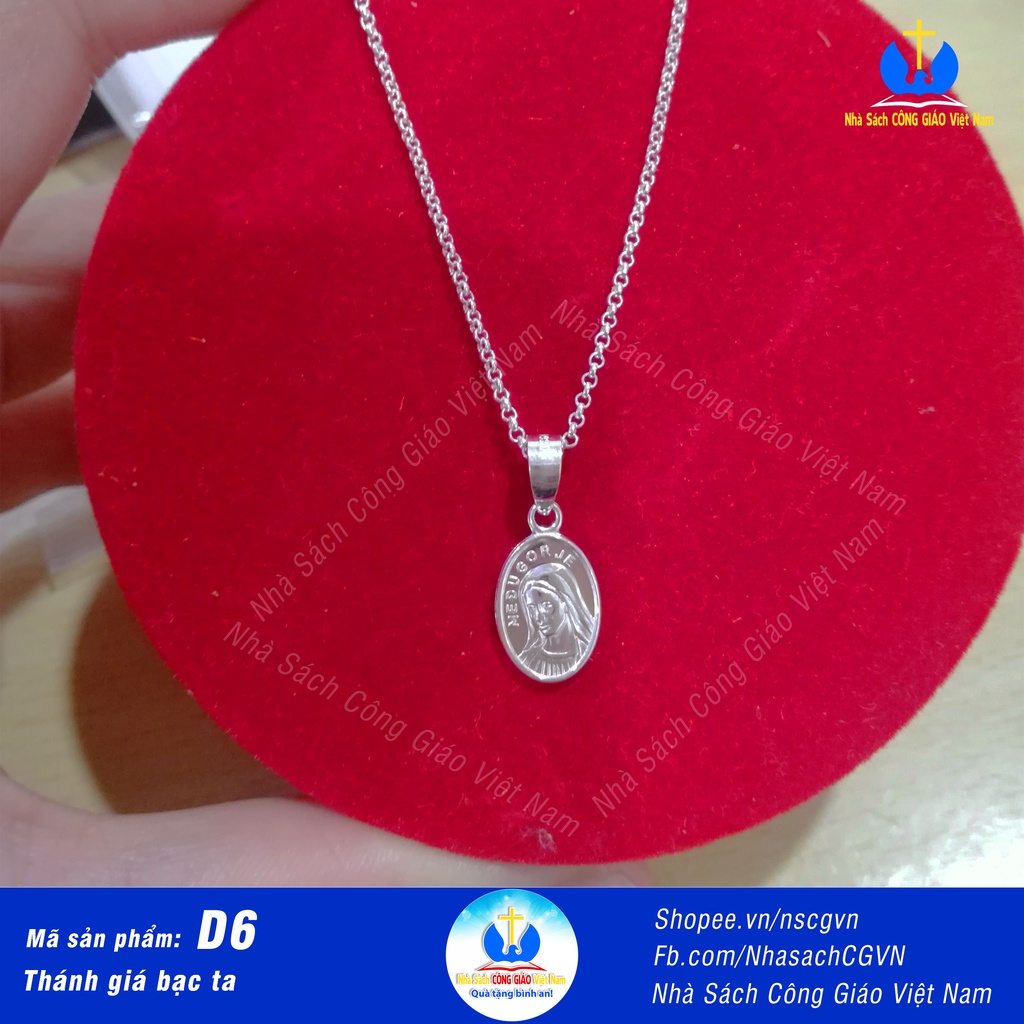Mặt bạc ta hình Đức Mẹ Maria - Mặt dây chuyền D6 cho nam nữ, trẻ em - Quà tặng Công Giáo