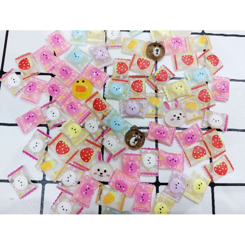 Charm Thỏ Cony, Gấu Brown, Vịt Sally Kẹo trang trí slime, mô hình chụp ảnh toru_slime