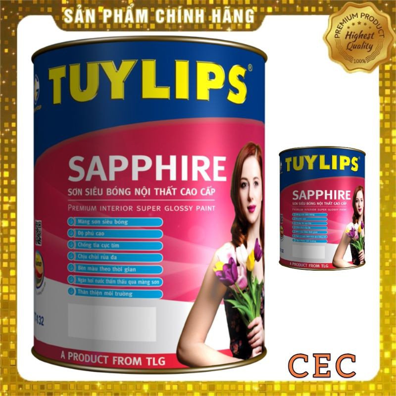 [CHÍNH HÃNG] Sơn Siêu Bóng Nội thất Tuylips Sapphire 5,5kg sơn nước phủ siêu bóng cao cấp tường trong nhà Giá rẻ