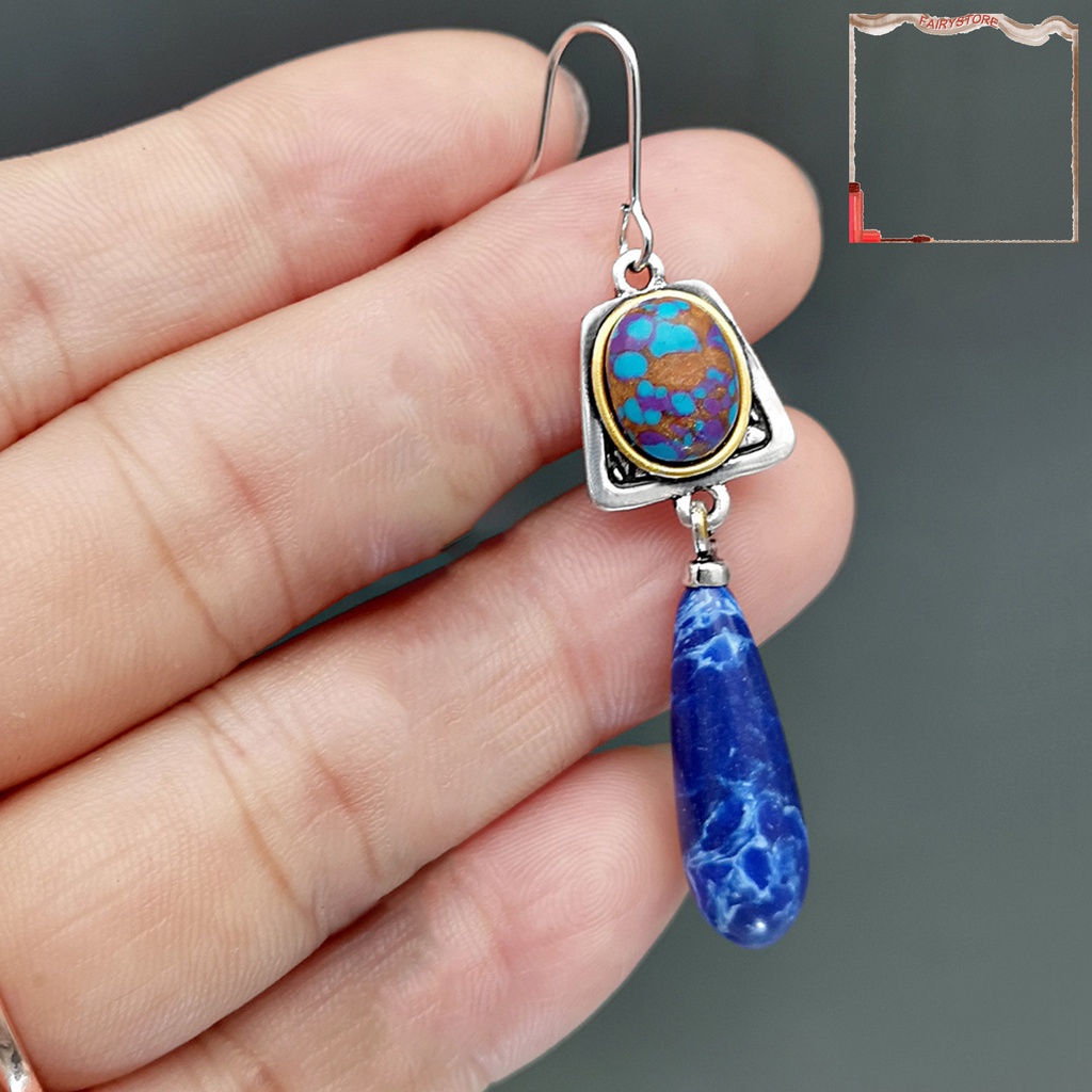 1 Đôi Bông Tai Đính Đá Xanh Nhân Tạo Trọng Lượng Nhẹ Dành Cho Nữ