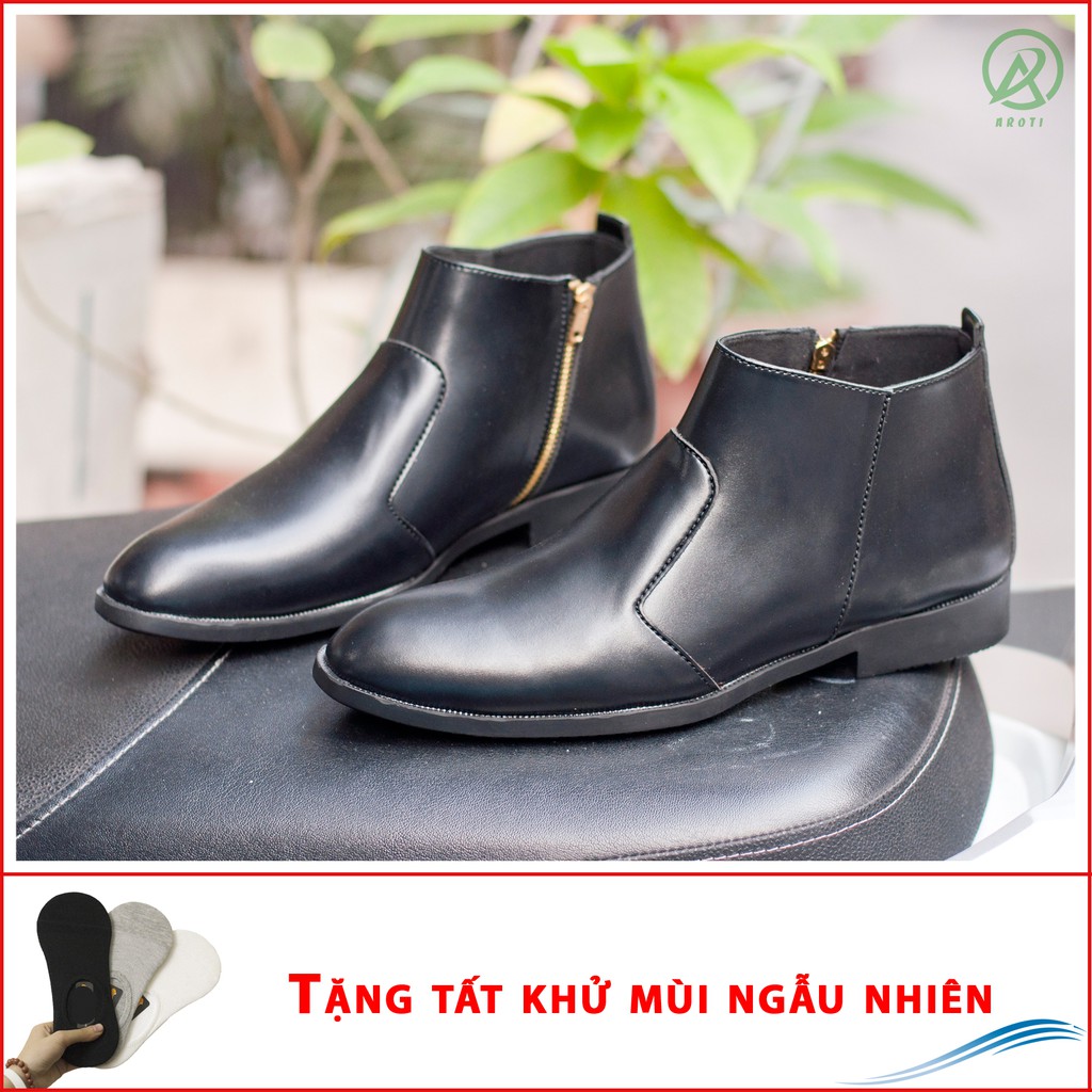 Giày Da Nam AROTI Chealsea Boot Cao Cổ Chất Đẹp Cao Cấp,Đế Khâu Siêu Bền,Tăng Chiều Cao 3cm Form Hàn Đủ size CB521-NH(T