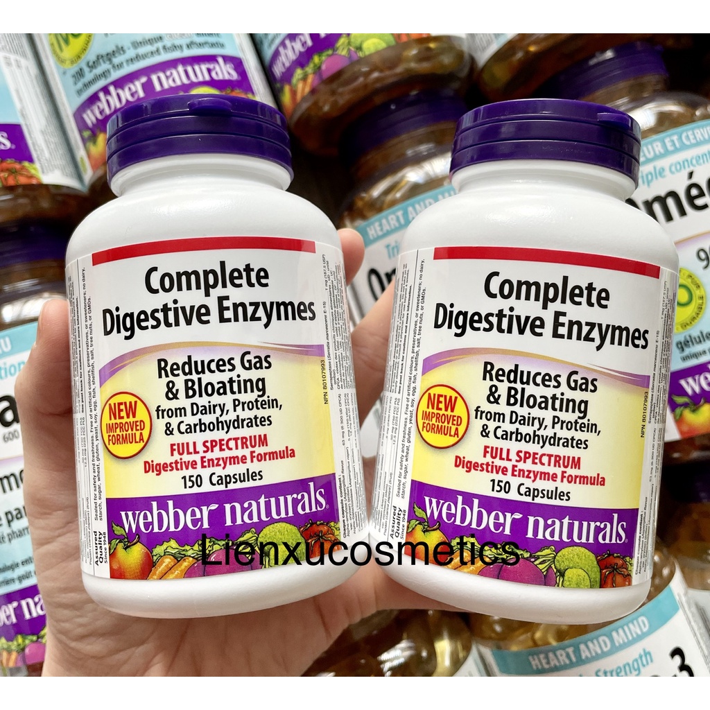 Viên uống hỗ trợ tiêu hoá Complete Digestive Enzymes Webber Naturals 150v; hsd T7/2025