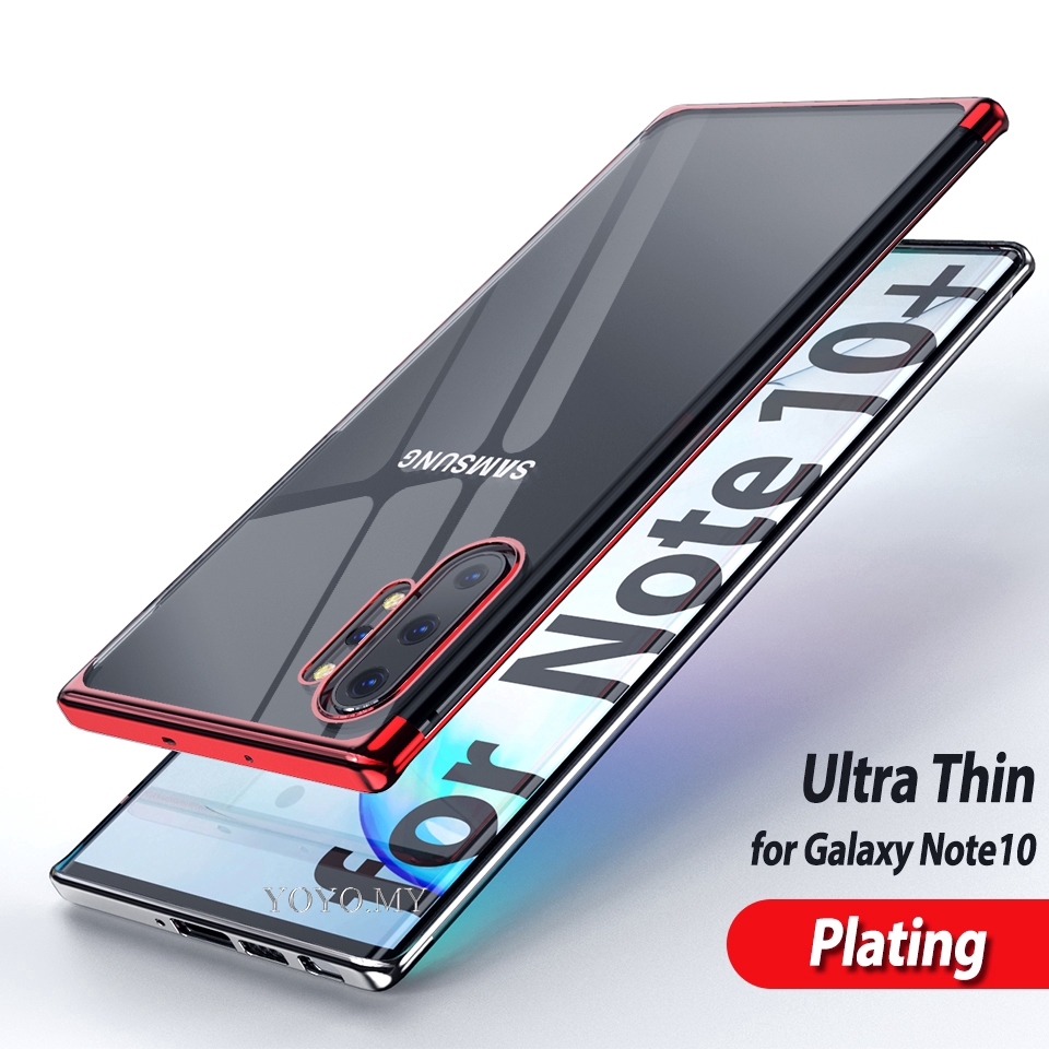 Ốp điện thoại silicone TPU mềm siêu mỏng trong suốt mạ điện cho Samsung Galaxy Note10 Note 10 Plus Note 9 Note 8