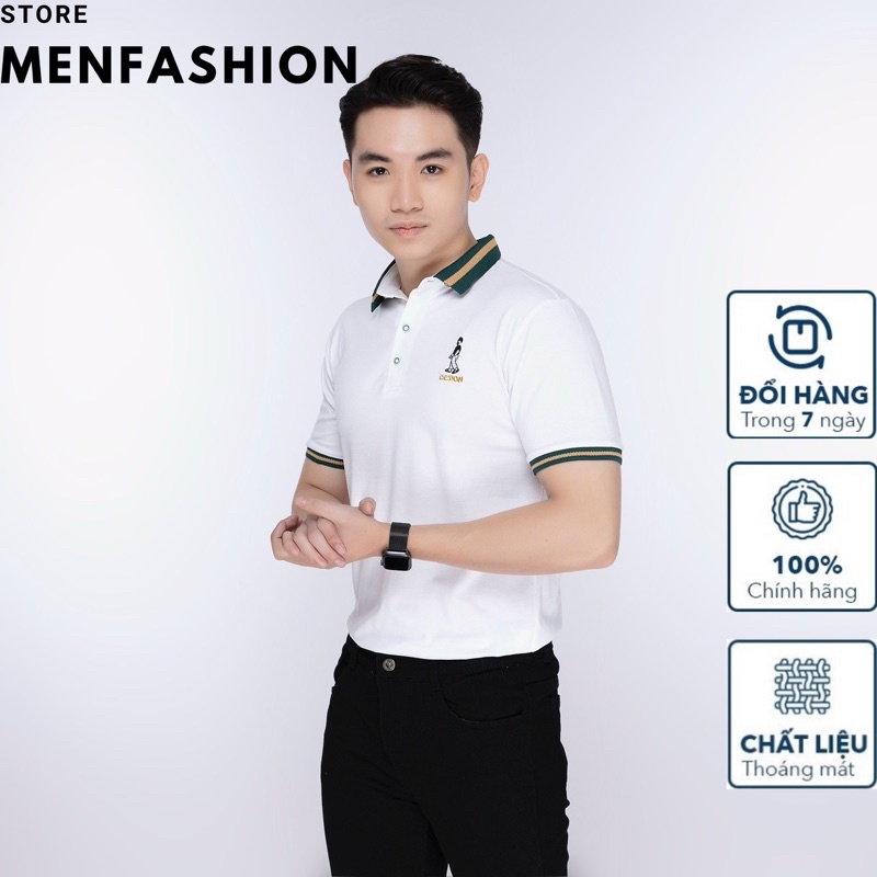 Áo Thun Có Cổ , Thun Polo nam thêu log cao cấp Cotton xuất xịn, chuẩn form AT 201- Menfashion96