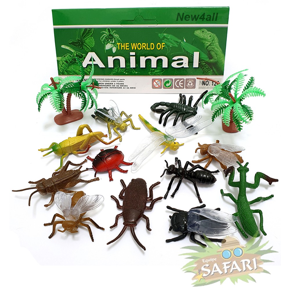 Đồ chơi 12 mô hình Côn Trùng Safari sống động New4all Animal World 128 cho bé 3 tuổi học hỏi và phát triển trí não