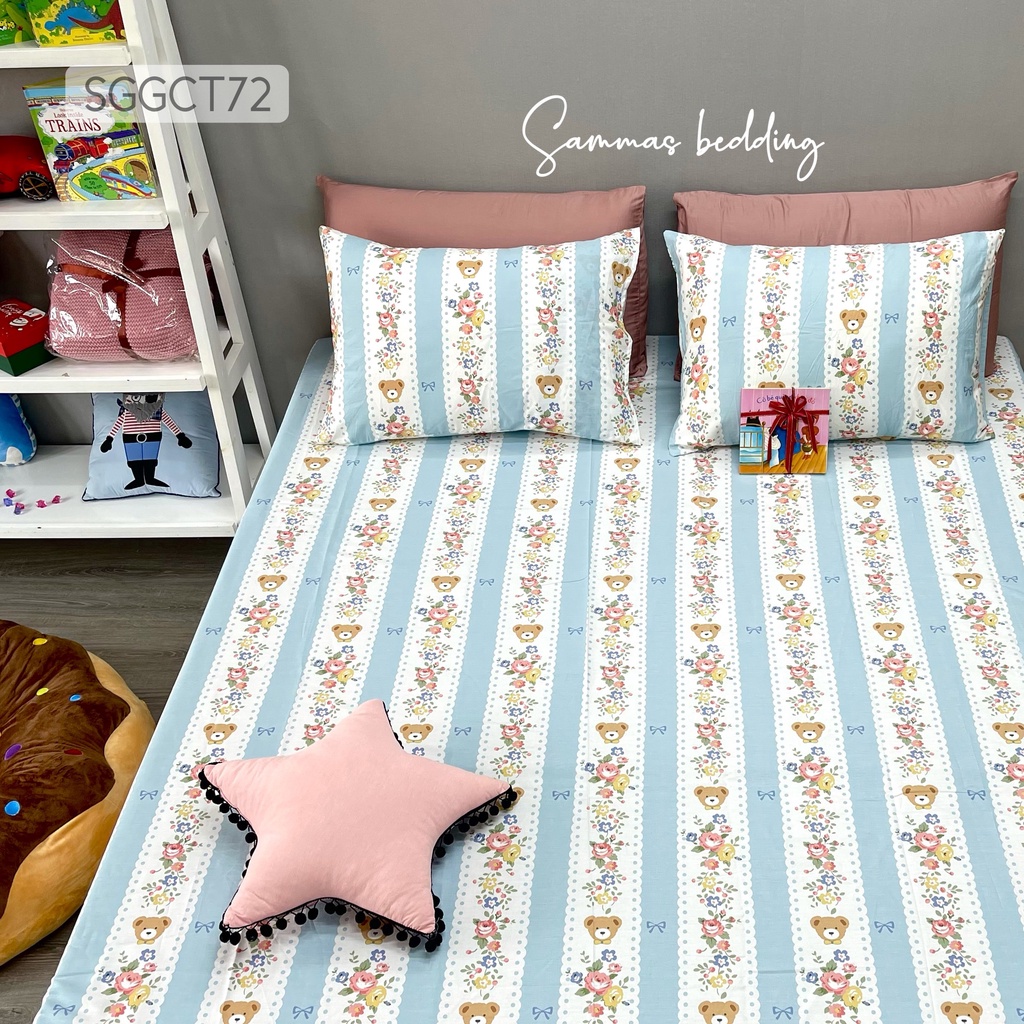 Bộ Ga Bọc Nệm Cotton Kèm Vỏ Gối, Bộ Drap Giường 3 Món M2- M6 - M8 - 2M2