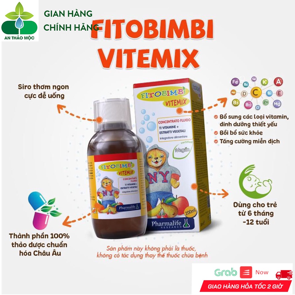 Siro Vitamin Khoáng Chất FITOBIMBI Vitemix Tăng Cường Sức Khỏe Hệ Miễn Dịch Cho Bé