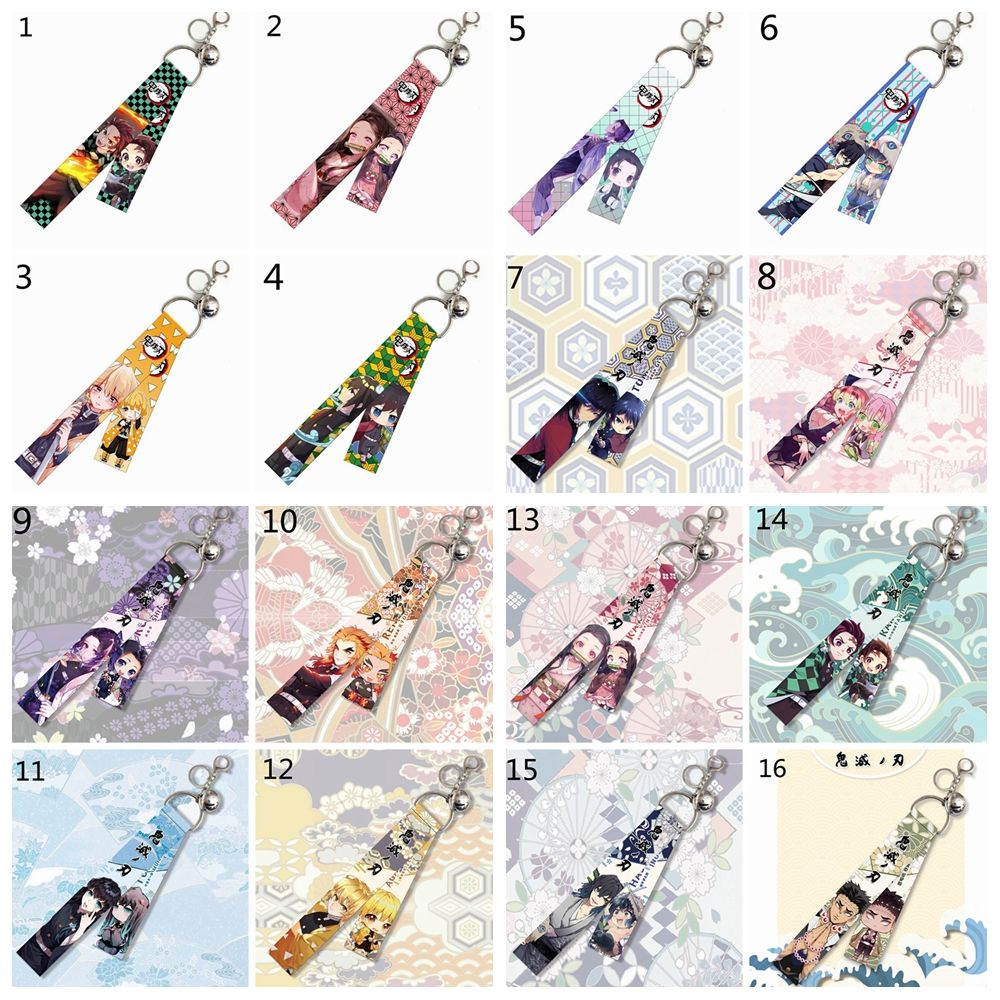 [Ready Stock] Demon Slayer Blade Tanjiro Nezuko Backpack Ornament Double-sided Ribbon Keychain