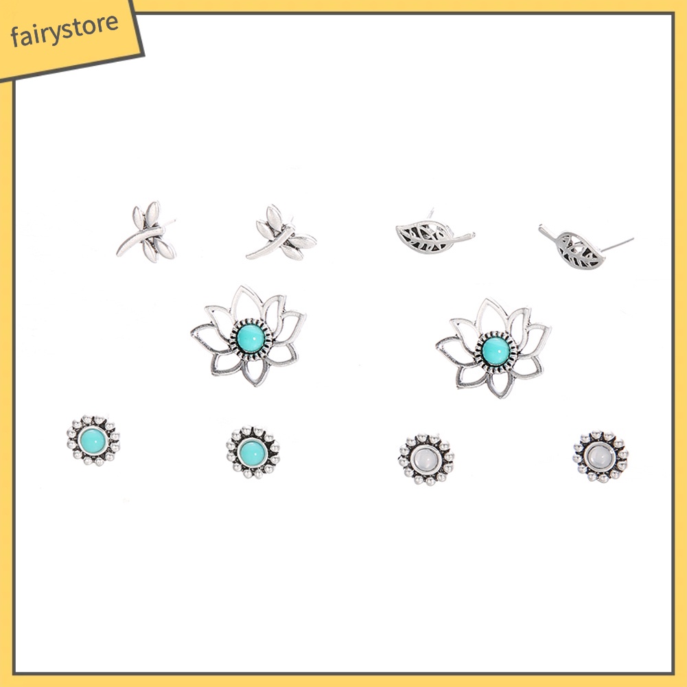 Set 5 Đôi Bông Tai Nhiều Kiểu Xinh Xắn Đáng Yêu Cho Nữ