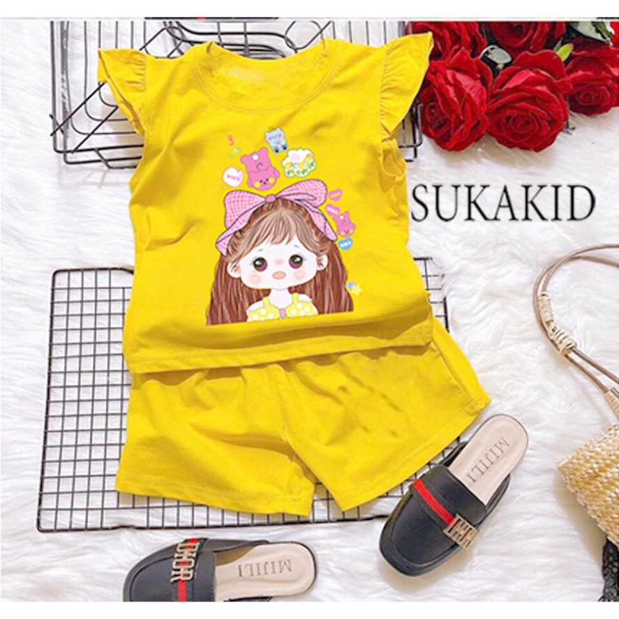 ( Km ) Combo 3 Bộ đồ bé gái tay cánh tiên hinh bé gái cột nơ gấu từ 6kg đên 30kg.BDBG59.