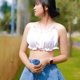 Áo kiểu hở lưng cột dây có mút hình thật