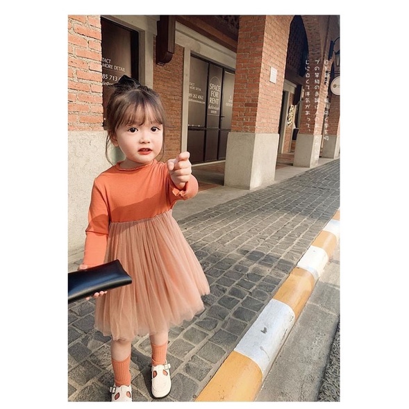 Váy tăm chân voan cổ điển bé gái