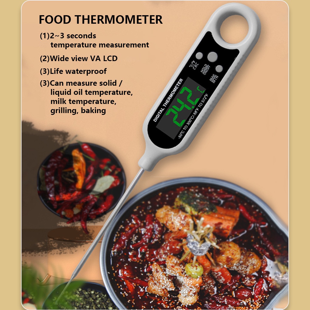 Portable BBQ Cooking Precise Temperature Thermometer Baking Food Gauge Coffee Steak Stainless Steel Home Kitchen