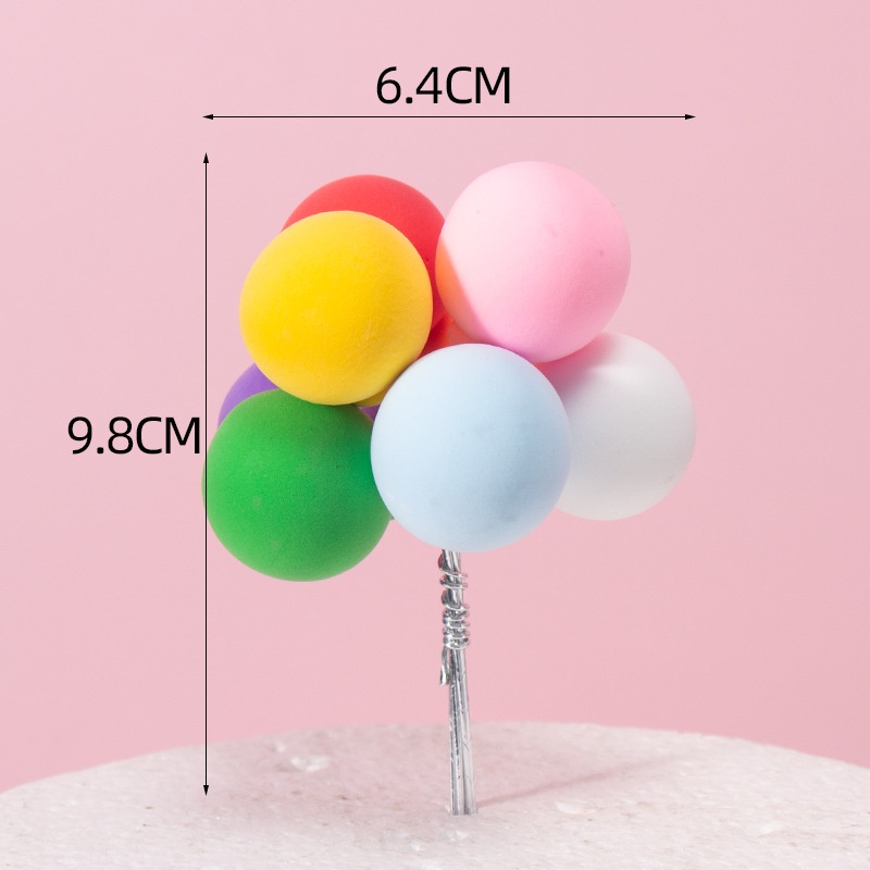 Set 1/8 phụ kiện trang trí bánh kem hình bóng bay nhiều màu dễ thương