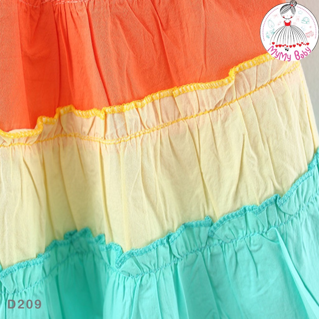 Đầm đỏ cầu vồng thỏ, đầm bé gái, váy bé gái, đồ bé gái