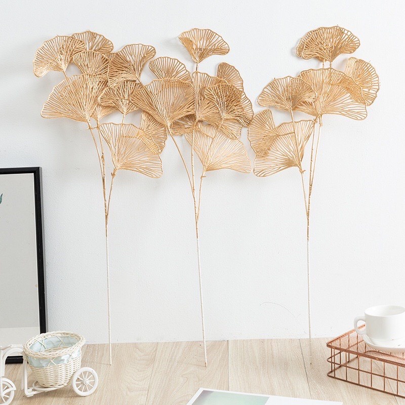 Cành rẻ quạt ,cành tim,thanh táo vàng dài 75cm dercor, trang trí siêu sang