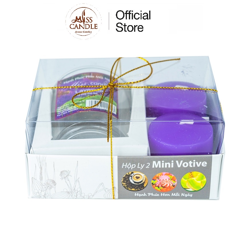 Hộp ly 2 nến thơm mini votive Miss Candle NQM2097 (Chọn màu)