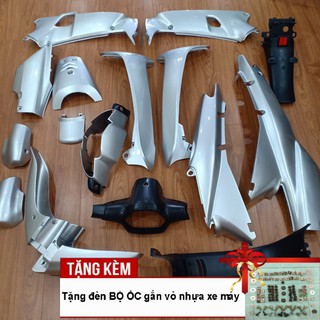 Bộ dàn áo xe WAVE anpha - wave 110 đời 2002-2006, Nhựa nguyên sinh ABS màu ghi bạc, tặng kèm bộ ốc theo xe