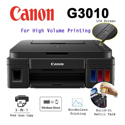 Máy in phun màu đa năng Canon G3010  có 4 chai mực chính hãng