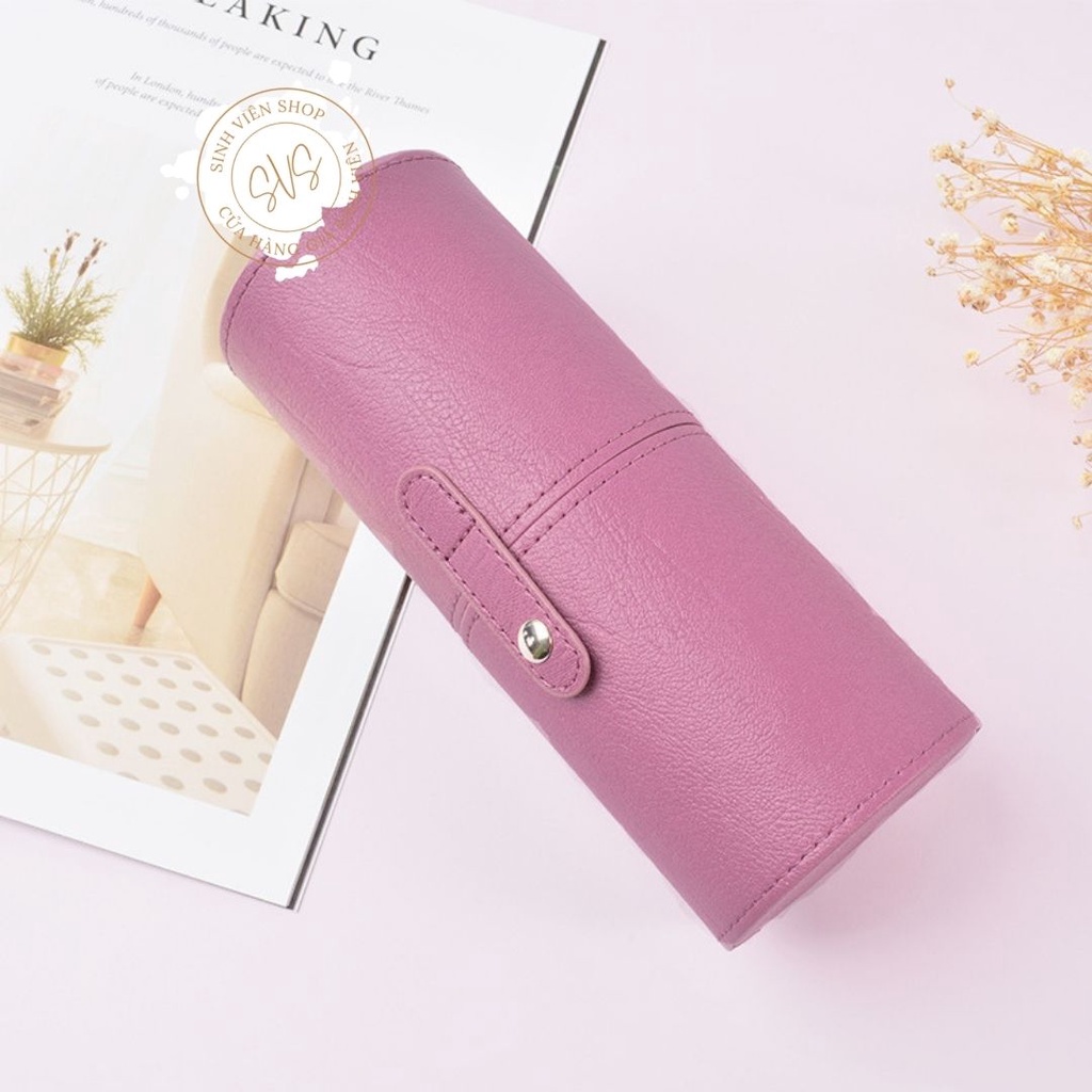 Bộ 9 cọ trang điểm cá nhân cao cấp màu tím sang trọng kèm hộp da đựng cọ