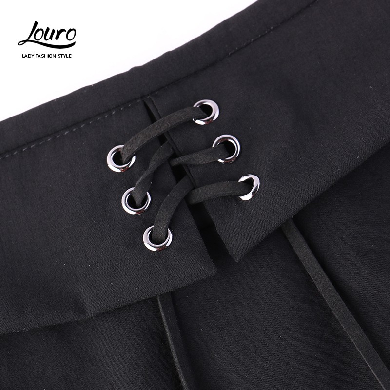 Chân váy dài Louro L704, mẫu chân váy dài đẹp dáng qua gối, dây đan eo xòe 360 độ nhẹ nhàng thanh lịch, cao cấp | BigBuy360 - bigbuy360.vn