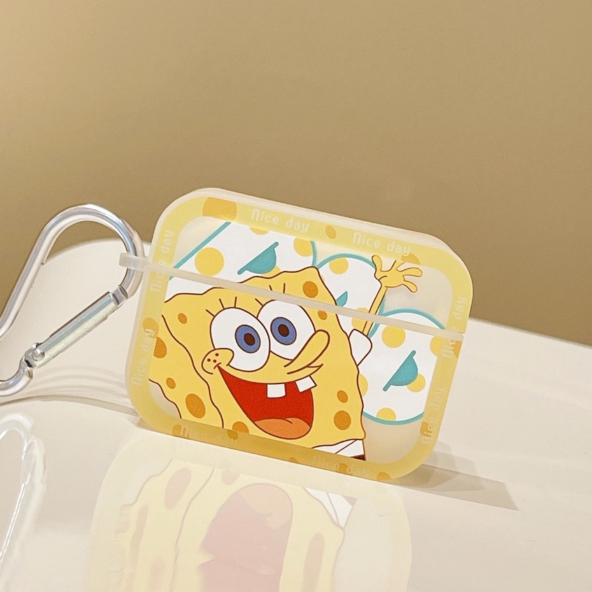 Vỏ Bảo Vệ Hộp Sạc Tai Nghe compatible AirPods3 compatible AirPods3 Pro compatible AirPods2 Gen Hình SpongeBob SquarePods2 Dễ Thương