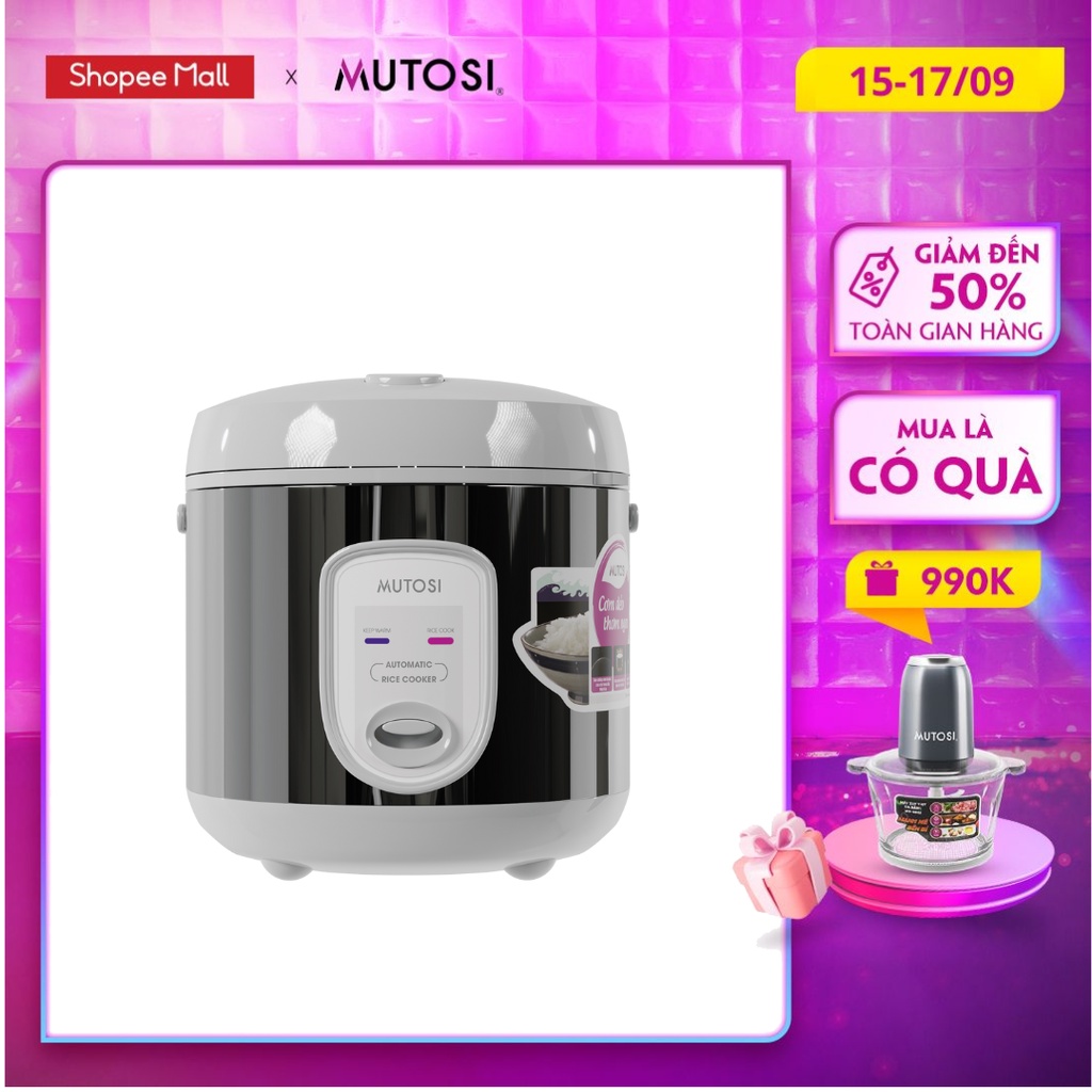 Nồi cơm điện Mutosi MR-56 1.8L, công nghệ gia nhiệt 3D giúp cơm chín đều, bảo hành 24 tháng